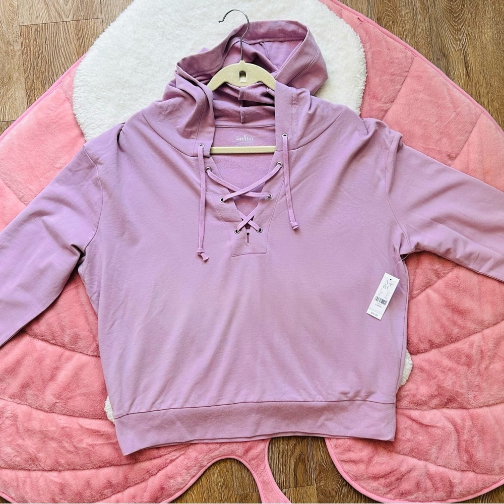 New York & Company Women's Lavender Sweatshirt with Hood Size Large
